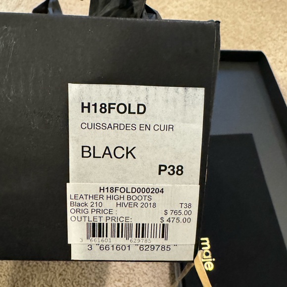 NWT Maje Over The Knee Fold Leather Boots Black - Picture 4 of 8